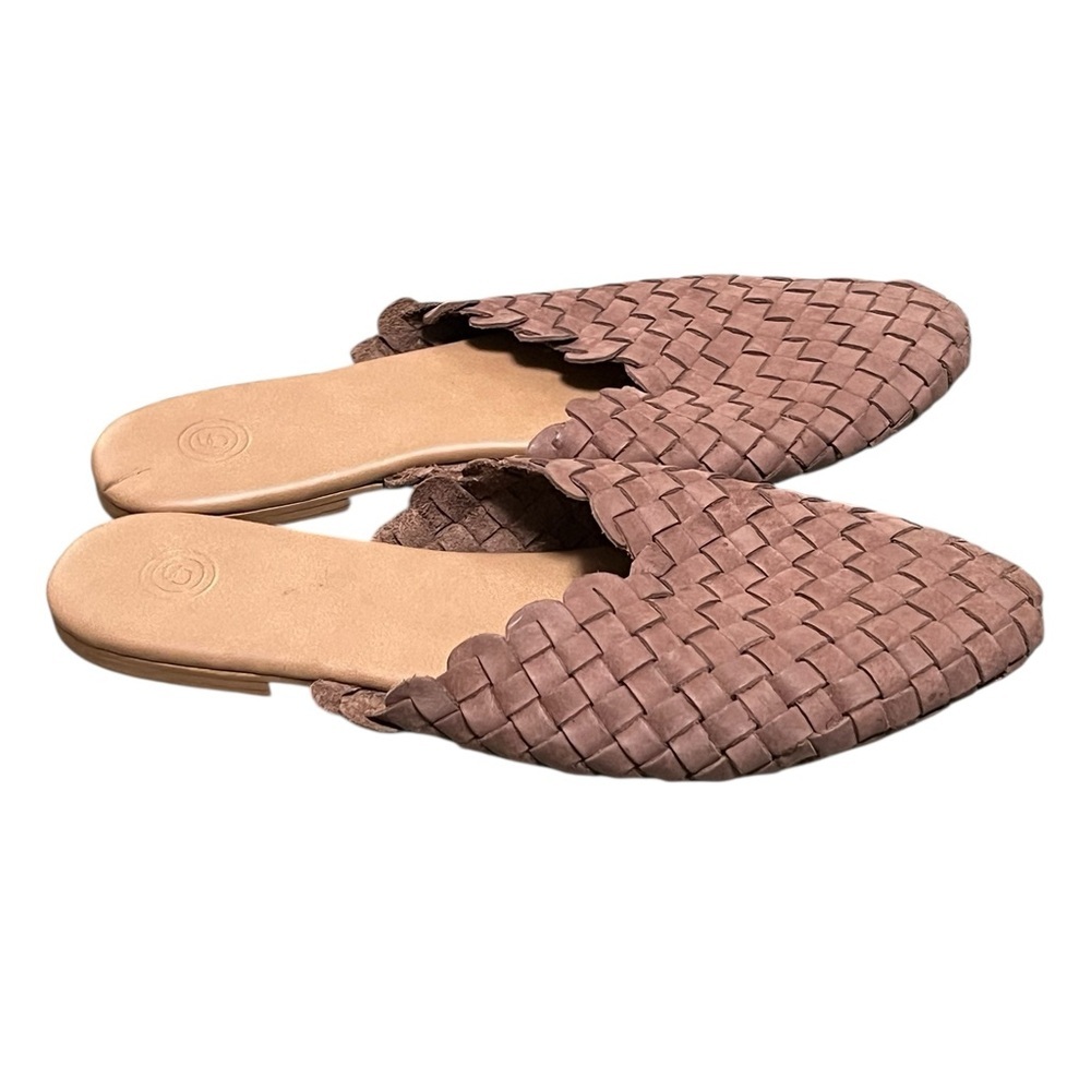 Urban Outfitters brown woven nubuck leather slip on mules